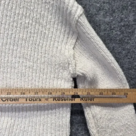 Moon & Madison Sweater Womens Large White Cropped Zip Hoodie Knit Distressed - Picture 8 of 11